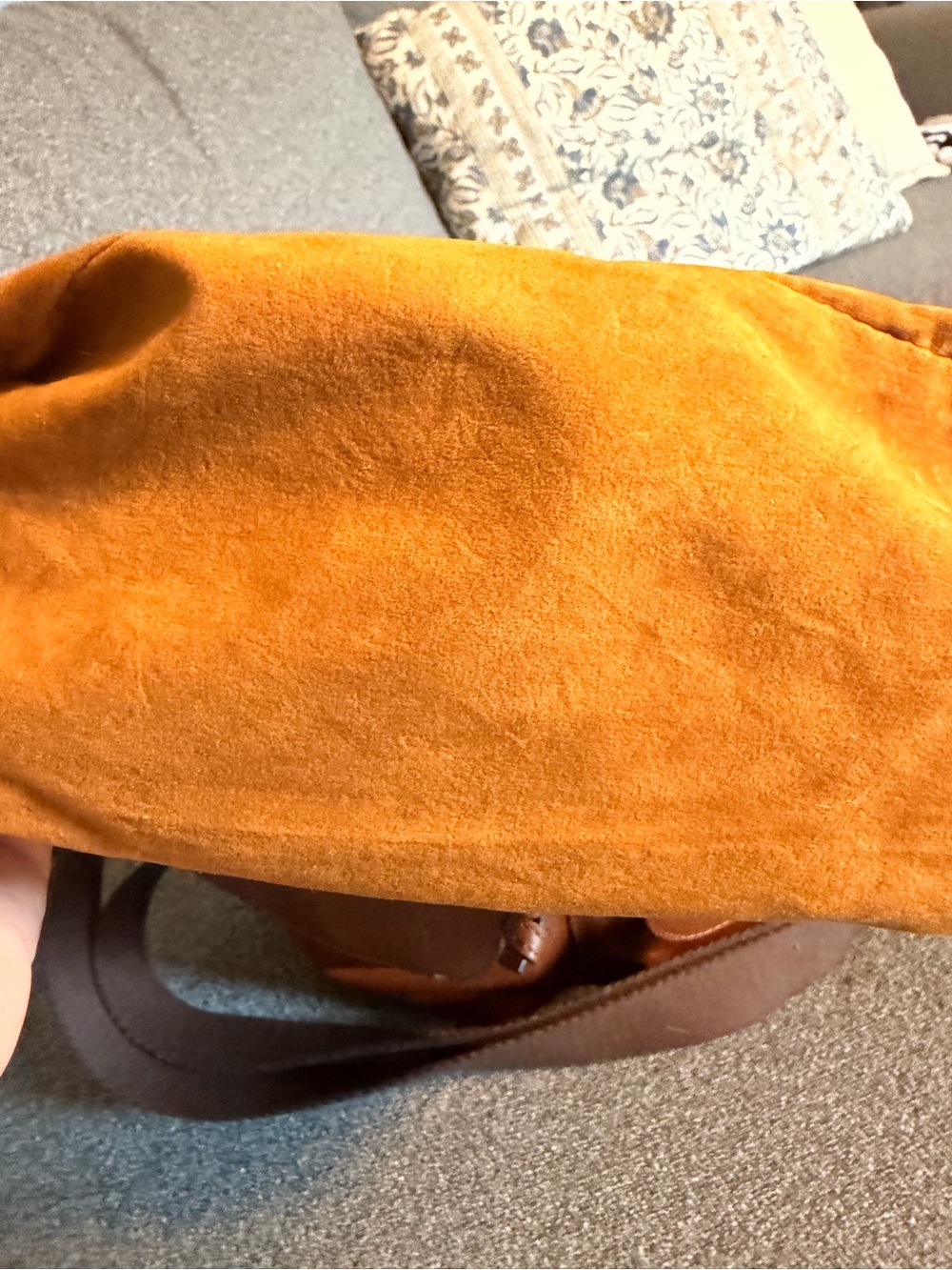 Patricia Nash Cognac Leather Drawstring Shoulder Bucket Bag - Picture 7 of 7